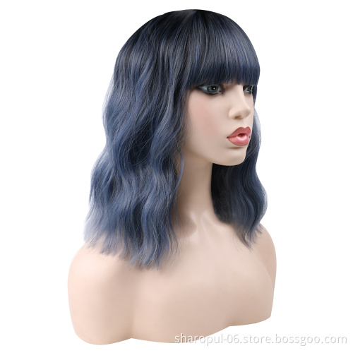 hair wig for female pink brown grey color bob wig for afro lady